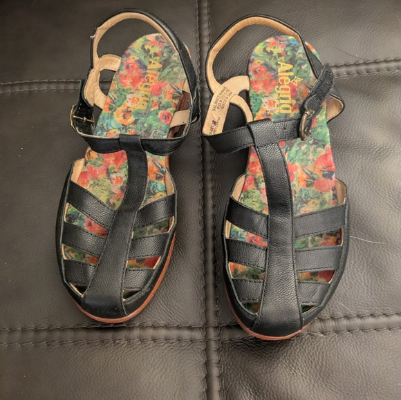 Alegria Black Strappy Sandals - Picture 1 of 7